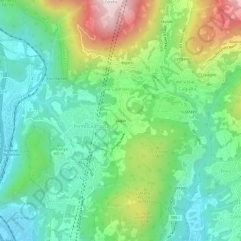 Mappa topografica Vaglio, altitudine, rilievo