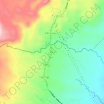 Mappa topografica Ibas, altitudine, rilievo