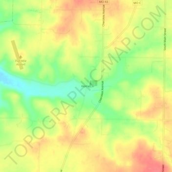 Mappa topografica Hornet, altitudine, rilievo