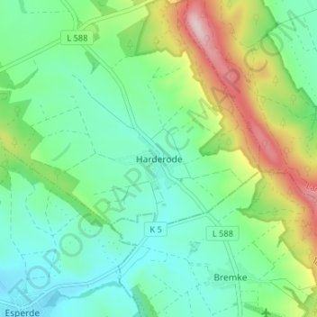 Mappa topografica Harderode, altitudine, rilievo