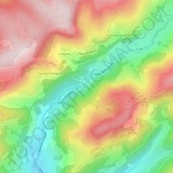 Mappa topografica Le Bas, altitudine, rilievo