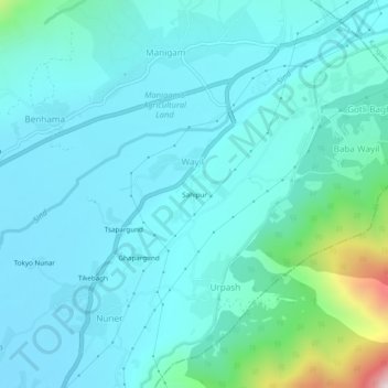 Mappa topografica Sahipur, altitudine, rilievo