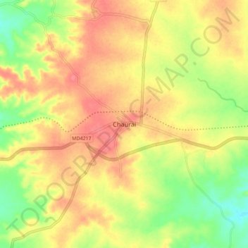 Mappa topografica Chaurai, altitudine, rilievo