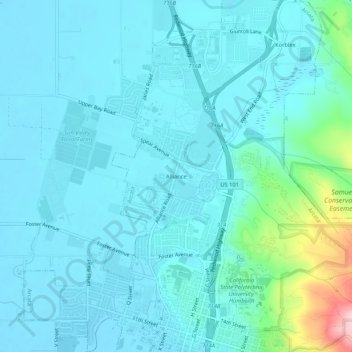 Mappa topografica Alliance, altitudine, rilievo