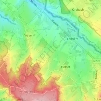 Mappa topografica Harles, altitudine, rilievo
