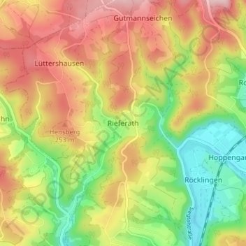 Mappa topografica Rieferath, altitudine, rilievo