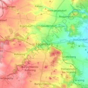 Mappa topografica Eggenburg, altitudine, rilievo