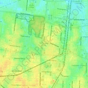 Mappa topografica Morningside Park, altitudine, rilievo
