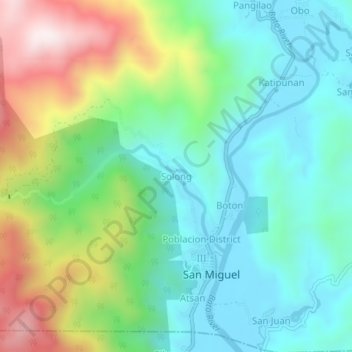 Mappa topografica Solong, altitudine, rilievo