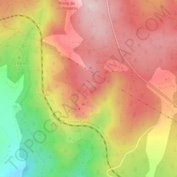 Mappa topografica El Valladal, altitudine, rilievo