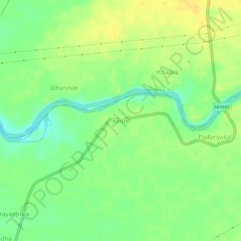 Mappa topografica Kaithi, altitudine, rilievo