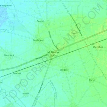 Mappa topografica Mullanpur Dakha, altitudine, rilievo
