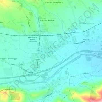Mappa topografica Trodica, altitudine, rilievo