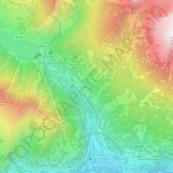Mappa topografica Villaretto, altitudine, rilievo