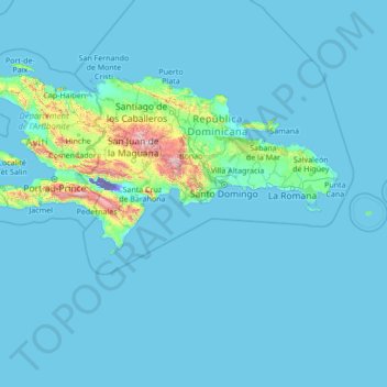 Mappa topografica Peravia, altitudine, rilievo