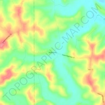 Mappa topografica Beemont, altitudine, rilievo