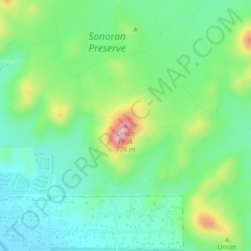 Mappa topografica Union Peak, altitudine, rilievo