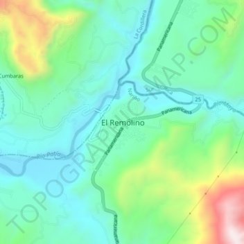 Mappa topografica Remolino, altitudine, rilievo