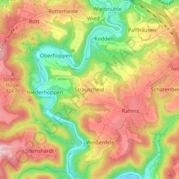 Mappa topografica Strauscheid, altitudine, rilievo