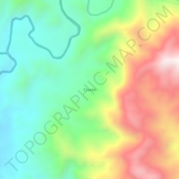 Mappa topografica Cruces, altitudine, rilievo