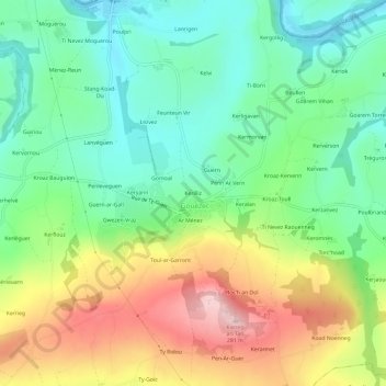 Mappa topografica Kerilliz, altitudine, rilievo