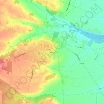 Mappa topografica Carrelots, altitudine, rilievo