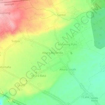 Mappa topografica Altura Matanda, altitudine, rilievo