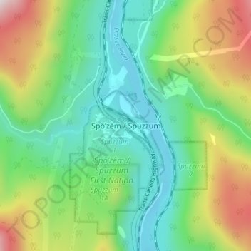 Mappa topografica Spuzzum, altitudine, rilievo