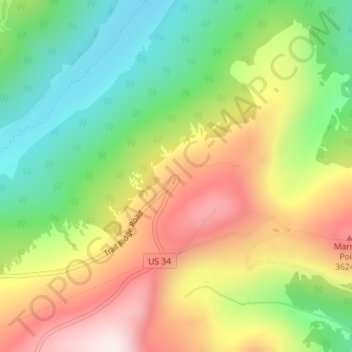 Mappa topografica Medicine Bow Curve, altitudine, rilievo