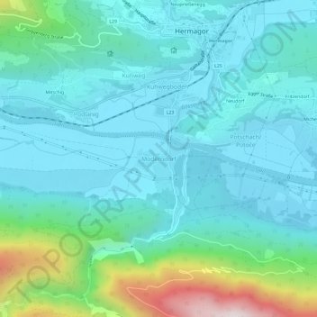 Mappa topografica Möderndorf, altitudine, rilievo