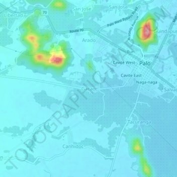 Mappa topografica Gacao, altitudine, rilievo