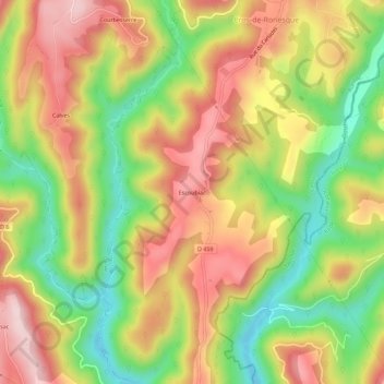 Mappa topografica Escoubiac, altitudine, rilievo