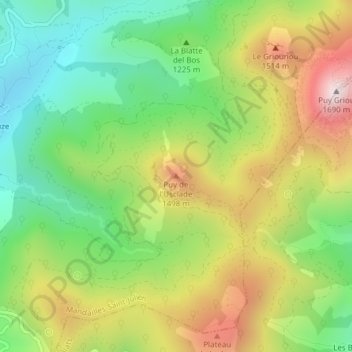 Mappa topografica Puy de l'Usclade, altitudine, rilievo