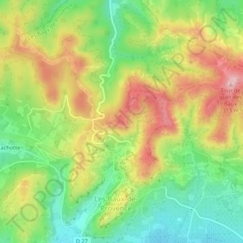 Mappa topografica Table d'orientation des Baux, altitudine, rilievo