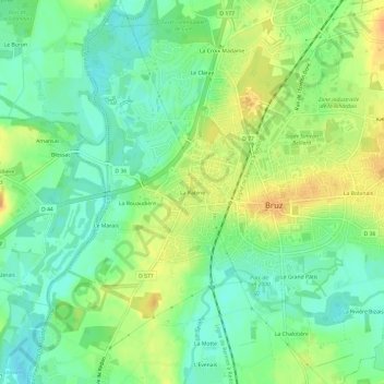 Mappa topografica La Rabine, altitudine, rilievo