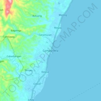 Mappa topografica Compostela, altitudine, rilievo