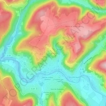Mappa topografica Le Château, altitudine, rilievo