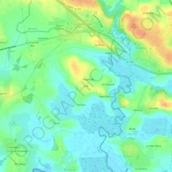 Mappa topografica Yoff, altitudine, rilievo