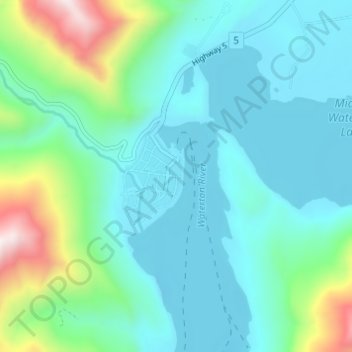 Mappa topografica Waterton Park, altitudine, rilievo
