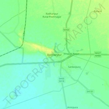 Mappa topografica Radhanpur, altitudine, rilievo