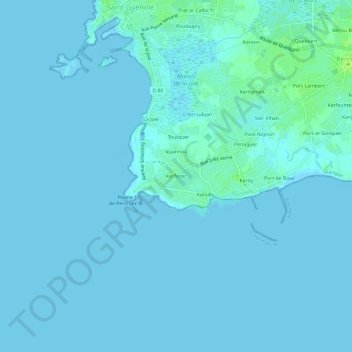 Mappa topografica Kerfezec, altitudine, rilievo