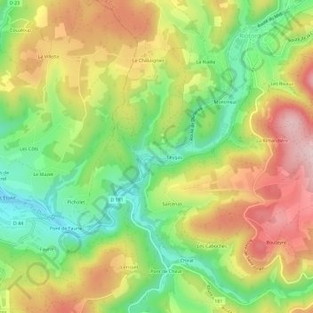Mappa topografica Leygat, altitudine, rilievo