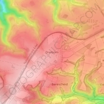 Mappa topografica Dreiborn, altitudine, rilievo