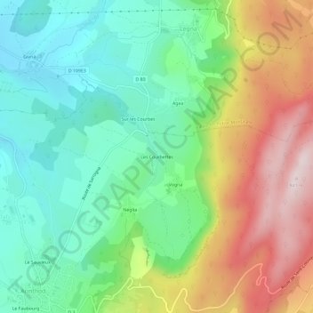 Mappa topografica Les Courbettes, altitudine, rilievo