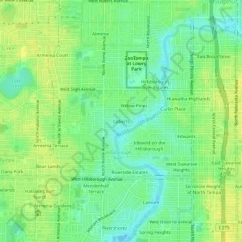 Mappa topografica Gilberts, altitudine, rilievo