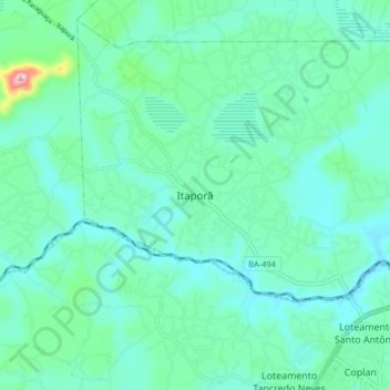 Mappa topografica Itaporã, altitudine, rilievo