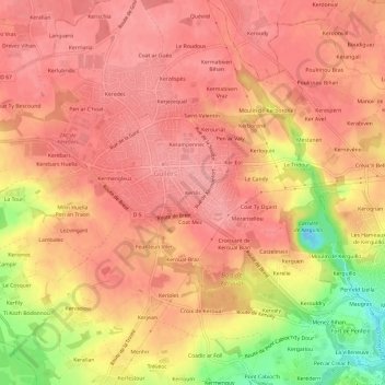 Mappa topografica Kerilis, altitudine, rilievo