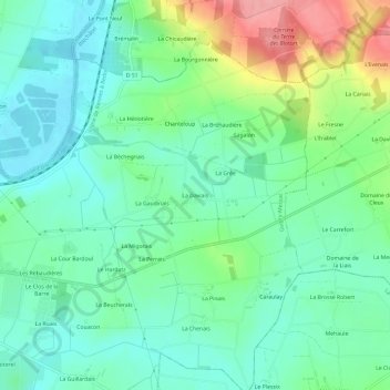 Mappa topografica La Daviais, altitudine, rilievo