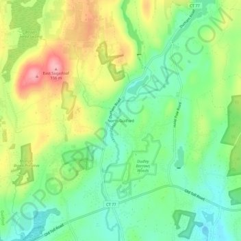 Mappa topografica North Guilford, altitudine, rilievo
