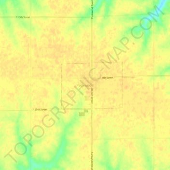 Mappa topografica Packwood, altitudine, rilievo